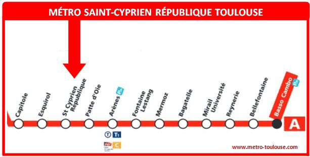 plan metro toulouse pour venir louer un studio photo ou video, Plan métro Saint-Cyprien République Toulouse pour accéder au Loft Studio